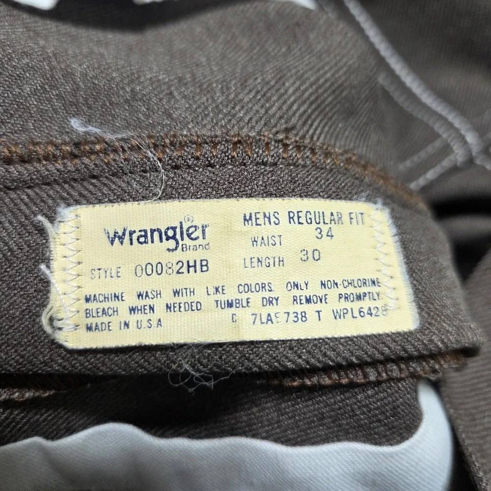 Vintage‎ 70s Wrangler Pants 32x26 USA Made Brown Polyester Leisure Talon 42